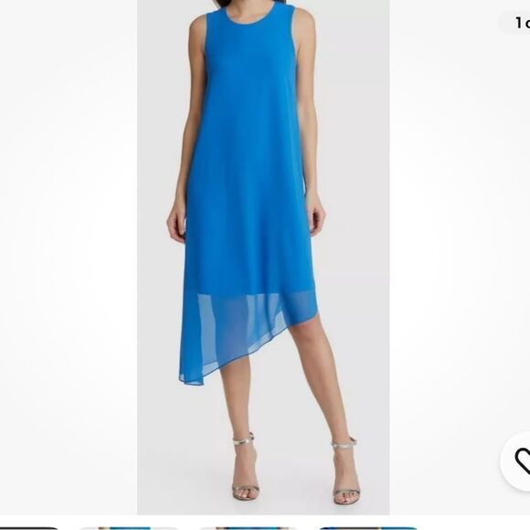 $398 Kobi Halperin Women's Blue Pixie Asymmetric Georgette Midi Dress Size NWOT - Picture 7 of 11